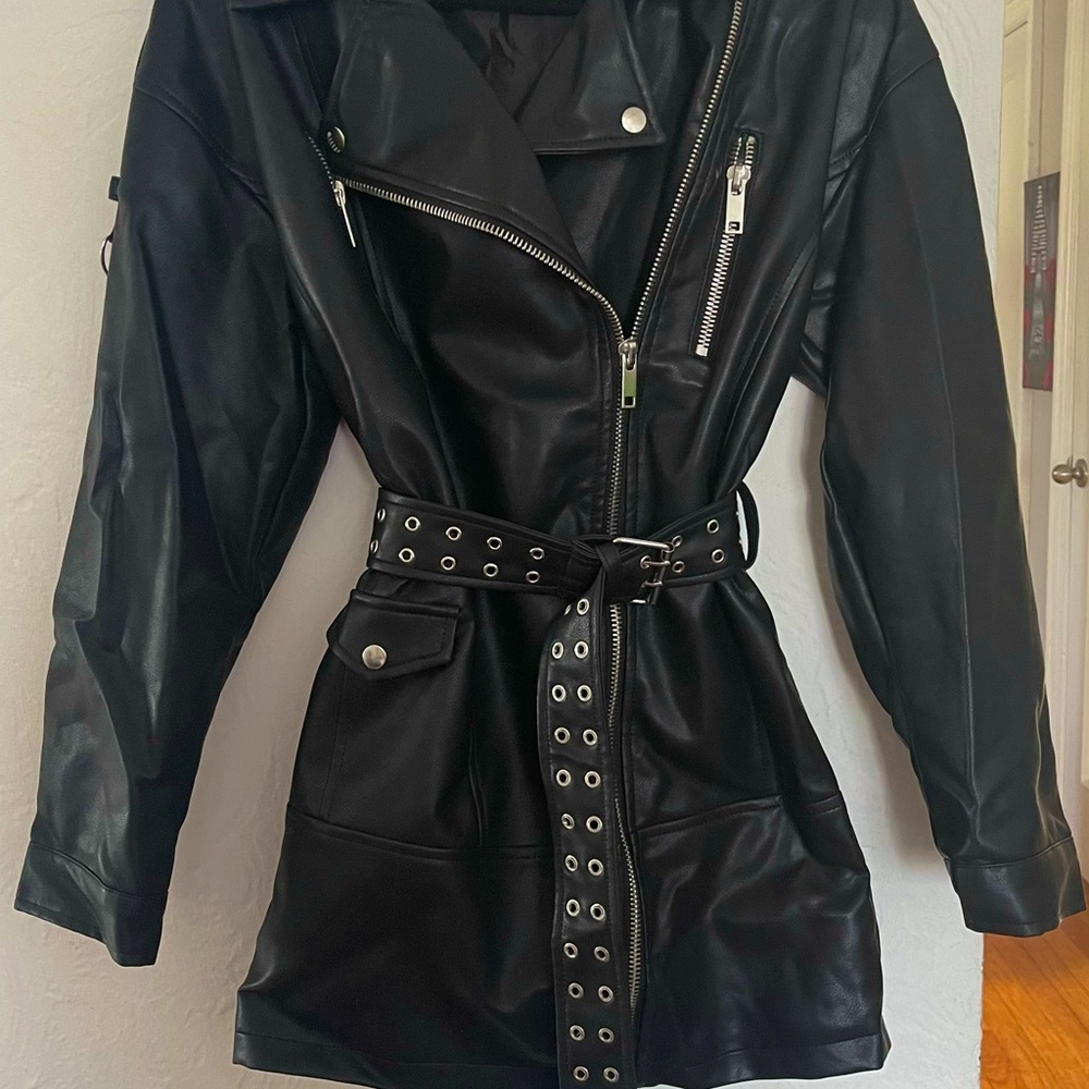 Faux Leather Biker Mini Dress - High-Quality THICK